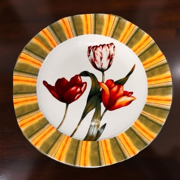 Set of 4 Cypress Home Tulip Floral Sandwich- Salad Plates 8 1/4” - Picture 6 of 6